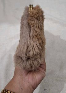 real Fuzzy Clutch with Coin Pouch