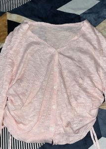 Light Pink Ruched Cardigan / Shrug Top 🎀