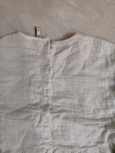 Embroidered White Kurta with Pom-Pom Trim