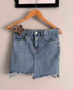 Korean Light Wash Denim Mini Skirt