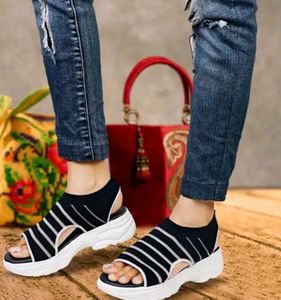 Stylish Striped Platform Sandals