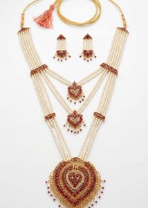 Elegant Pearl and Ruby Necklace Set