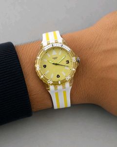 Swatch Watch - Black with Grey Stripes PREMIUM FOR