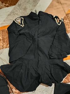Elegant Black top with Pearl Embellishments