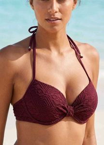 Maroon Textured Bikini Top