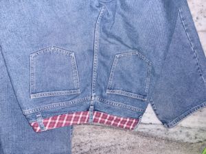 Classic Blue Denim Jeans with Plaid Belt