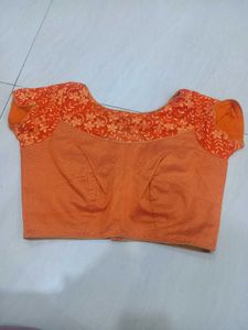 Orange Floral Print Blouse