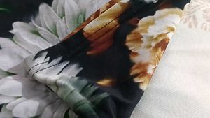 Black Floral Print One Shoulder Top