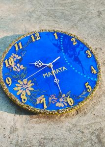 Beautiful Blue Floral Wall Clock