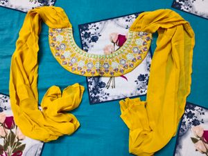 Yellow Indo-western Set with Embellished Top