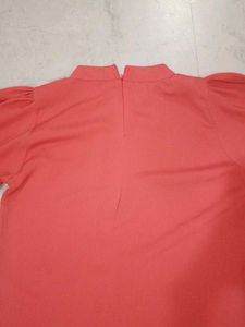 Chic Coral High Neck Blouse