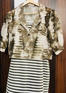 Striped Spaghetti Strap Dress with jacket