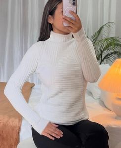 White Turtleneck Knit Top