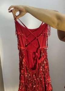 Sparkling Red Sequin Fringe Dress