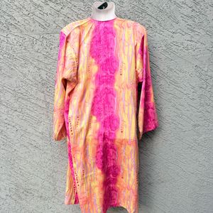 Vibrant Pink &amp; Orange Tie-Dye Kurta