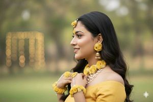 Floral Haldi Jewellery Set