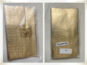 Gold Croc Embossed Clutch Bag