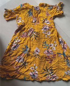 Vibrant Yellow backless Floral Print Dress