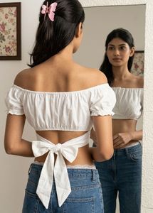 Off-Shoulder White Crop Top