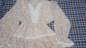 Floral Print Peplum Top with Lace Trim