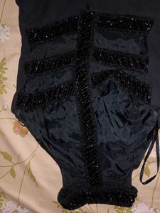 Elegant Black Halter Neck Beaded Dress
