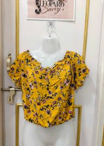 Yellow Floral Off-Shoulder Top