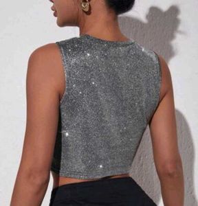 Sparkly Silver Wrap Crop Top