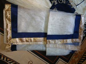 Elegant White &amp; Navy Embroidered Lehenga Choli
