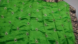 Vibrant Green Embroidered Silk Saree