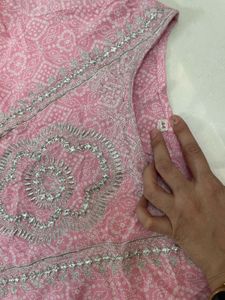 Elegant Pink Bandhani Gown