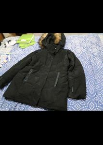 Black Puffer Jacket with Fur Hood