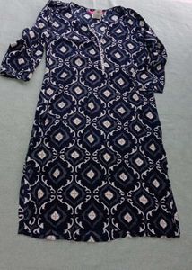 Navy Blue Ikat Print Kurta
