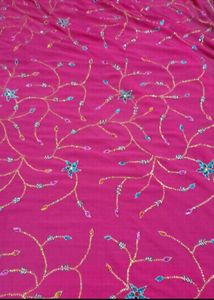 Embroidered Pink Saree