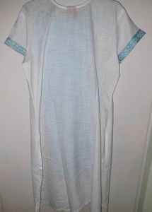 White and blue Cotton Kurta Set