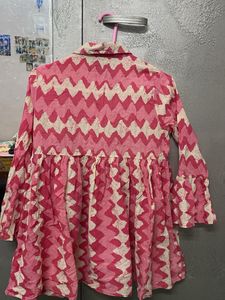 Pink &amp; Cream Zigzag Print Kurta