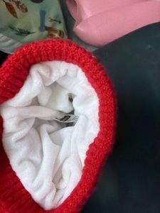 Red Reindeer Baby Hat with Antlers