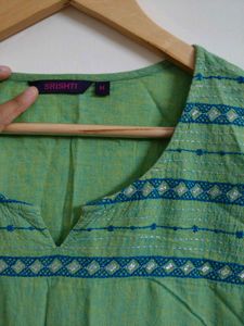 Green Embroidered Kurta