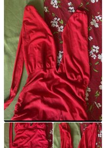 Chic Red Long Sleeve Mini Dress