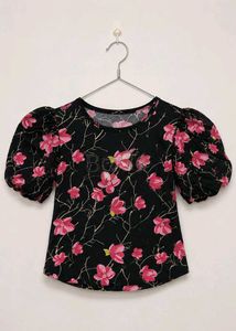 Cute Floral Puff Sleeve Top