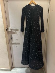 Elegant Black Polka Dot Maxi Dress