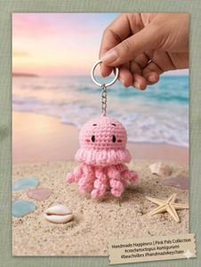 Cute Pink Octopus Amigurumi Keychain