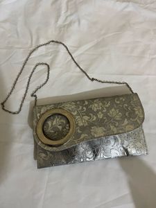 Floral Silver Clutch