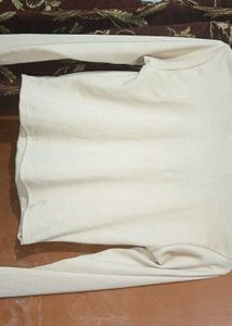 Zara Cream Square Neck Long Sleeve Top