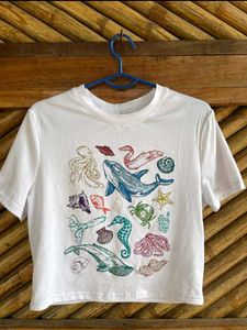 Vintage-Style Marine Life Fitted  T-Shirt🌊