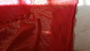 Vibrant Red Embroidered Saree