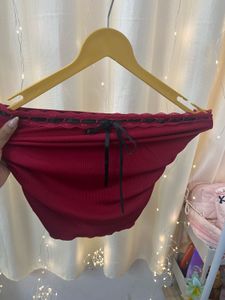 Red Ribbed Tube Top with Black Lace Trim