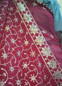Maroon Embroidered Saree