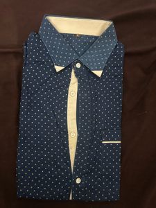 Men's Stylish Navy Blue Printed Shirt