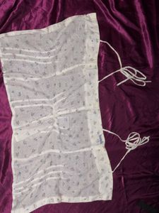 White floral tie spaghetti top (full length)