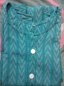 Teal &amp; White Printed Kurta